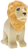 Cat, Large (Lion) with Molded Ochre Yellow Mane and Printed Bright Light Blue Eyes, Reddish Brown Nose, Black Nostrils Pattern (Wicked Cowardly Lion)