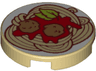 Tile, Round 2 x 2 with Bottom Stud Holder with Spaghetti Meatballs Pattern