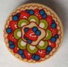Tile, Round 2 x 2 with Bottom Stud Holder with Strawberry, Kiwi, and Blueberry Fruit Pie / Pavlova Pattern (BAM)