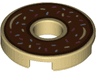Tile, Round 2 x 2 with Hole with Donut / Doughnut with Reddish Brown Chocolate Frosting and Sprinkles Pattern