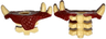 Minifigure Armor Shoulder Pads with 3 Spikes and Spine with Dark Red Pads Pattern