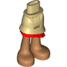 Mini Doll Hips and Asymmetric Layered Skirt, Red Ruffle, Medium Nougat Legs and Feet Pattern - Thick Hinge