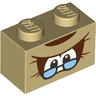 Brick 1 x 2 with Reddish Brown and White Eyes, Black Glasses with Bright Light Blue Lenses, Pronounced Brow Pattern (Super Mario Cranky Kong Upper Face)