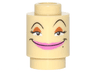 Brick, Round 1 x 1 with Black Eyebrows, Eyes with Eyelashes, Dark Orange Eye Shadow, Dark Pink Lips, Beauty Mark, Wide Grin Pattern (Disney Fifi / Babette Face)