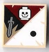 Tile 2 x 2 with 1 Black Dot, Skull and Sword Pattern