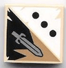 Tile 2 x 2 with 3 Black Dots and Sword Pattern
