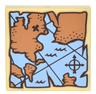 Tile 2 x 2 with Map Treasure with Compass Rose and Dark Brown 'X' Pattern