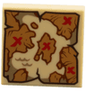 Tile 2 x 2 with Map, Medium Nougat Islands on Tan Sea, 4 Red 'X' Pattern