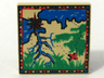Tile 2 x 2 with Map with Blue Water, Green Grass, Tan Land, Red Letter X Treasure Marker, Compass Rose Pattern