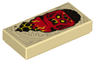 Tile 1 x 2 with Dark Tan Markings and Red Monster Minifigure Head with Yellow Eyes and Fangs Pattern (Nexo Knights Book of Fear)