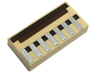 Tile 1 x 2 with Pixelated Dark Brown and Reddish Brown Lines and Squares and Silver Grille Pattern (Minecraft Loom)