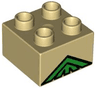 Duplo, Brick 2 x 2 with Green Girder Peak Pattern
