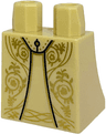 Lower Body, Skirt with Dress with Gold Filigree and Leaves, Black Inset Outline Pattern