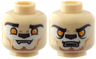 Minifigure, Head Dual Sided Alien Chima Lion with Orange Eyes, Brown Nose, Teeth, Closed Mouth / Open Mouth Pattern (Lennox)