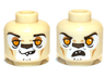 Minifigure, Head Dual Sided Alien Chima Lion with Black Eyebrows, Bright Light Orange Eyes, Medium Nougat Eye Shadow and Cheek Lines, Dark Brown Nose, Lopsided Grin with Sharp Top Teeth / Surprised Open Mouth Pattern