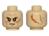 Minifigure, Head Black Eyebrows, Orange Eyes, Wrinkles, Scar, 2 Large Scars on Back Pattern (SW Darth Vader)