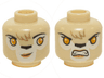 Minifigure, Head Dual Sided Alien Chima Lion Female with Orange Eyes, Black Nose, Forelock, Crooked Smile / Bared Teeth Pattern