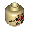Minifigure, Head Alien with Red Eyes, Orange Patches with Stitches Front and Back Pattern (Scarecrow)