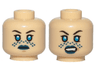 Minifigure, Head Dual Sided Female, Dark Blue Lips, Blue Tattoo, Neutral / Angry Pattern (SW Barriss Offee)