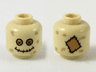Minifigure, Head Dark Tan Scuff Marks, Bright Light Orange and Medium Nougat Button Eyes, Stitched Mouth (Scarecrow) Pattern