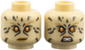 Minifigure, Head Dual Sided Female, Animal Print Black Spots, Orange Eyes, Dark Tan Eyebrows, Medium Nougat Lips, Smirk / Fierce Pattern