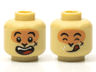 Minifigure, Head Dual Sided Alien Black Eyebrows, Nougat Face, Cheek Scar, Open Mouth Smile with Top Teeth and Red Tongue / Eyes Closed and Licking Lips Pattern