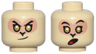 Minifigure, Head Dual Sided Alien Black Eyebrows, Gold Eyes, Nougat Face, Smirk / Surprised Open Mouth with Red Tongue Pattern