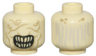 Minifigure, Head Alien with Wide Open Mouth with Pointed Bright Light Yellow Teeth, Dark Tan Wrinkles and Scars, Light Bluish Gray Thin Hair on Back Pattern