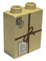 Duplo, Brick 1 x 2 x 2 with Tied Parcel with Postmark Pattern