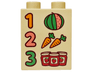 Duplo, Brick 1 x 2 x 2 with Coral and Bright Green Watermelon, Orange Carrots, Red Strawberry Jam Jars and Numbers 1, 2 and 3 Pattern