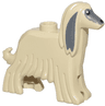 Dog, Afghan Hound with Dark Bluish Gray Face and Ears, Black Eyes and Nose, and White Pupils Pattern