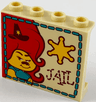 Panel 1 x 4 x 3 with Side Supports - Hollow Studs with Delta Dawn, Bright Light Orange Sheriff Badge, and Reddish Brown 'JAIL' Pattern