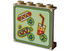 Panel 1 x 4 x 3 with Side Supports - Hollow Studs with Menu, Hot Dog with Mustard, Vegan Hot Dog with Ketchup, Yellow and Red Juice in Cup with Straw, Prices '2-' and '4-' Pattern