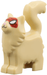Cat, Maine Coon, Standing with Large Black and White Eyes on Red Spider Web Mask, Bright Pink Nose Pattern (Marvel Spider-Cat)