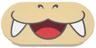 Tile, Round 2 x 4 Oval with Dark Brown Nostrils and Narrow Dark Red Open Mouth Smile with Red Tongue and White Fangs Pattern (Super Mario Larry Lower Face)