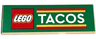 Tile 2 x 6 with LEGO Logo, White 'TACOS', and Red and Yellow Stripes Pattern