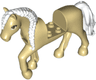 Horse, Friends Style with 2 x 2 Cutout and Movable Neck with Fixed Flexible Rubber White Tail and Braided Mane with Tan Eyes, Black Eyelashes Pattern (Melody)