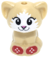Cat, Friends Style, Baby Kitten, Sitting with Black Eyes, Dark Pink Nose, and White Fur and Red Holiday Socks/Mittens Pattern