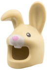 Minifigure, Headgear Head Cover, Costume Rabbit with Bent Ear Right, Black Eyes, Bright Pink Nose, White Muzzle and Teeth Pattern