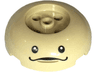 Brick, Round 4 x 4 Dome Top with 2 x 2 Recessed Center with Black Eyes, Mouth and Dark Tan Dimple Pattern (The Legend of Zelda Deku Tree Sprout Face)