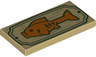 Tile 2 x 4 with Orange Fish on Wood Sign with Dark Green Border Pattern