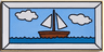 Tile 2 x 4 with Picture of Reddish Brown Sailing Ship, Dark Azure Sea and Bright Light Blue Sky with 2 White Clouds in Frame Pattern