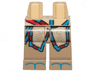 Hips and Dark Tan Legs with Tan Skirt with Trim, Blue Sandals, Red Sash on Hips Pattern