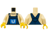 Torso Overalls Dark Blue over Crew Neck Shirt, White Drainpipe on Blue Patch Pattern / Tan Arms / Yellow Hands