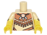 Torso Female Outline Tribal Dress with Fringe and Necklace with 3 Feathers Pattern / Yellow Arms with Tan Short Sleeves with Fringe Pattern / Yellow Hands