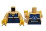 Torso Blue and Dark Blue Vest with Pockets and White Stripe over Shirt with Collar, Undershirt, Paw Print Logo and 'RESCUE' on Back Pattern / Tan Arms / Yellow Hands