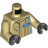 Torso Racing Suit with Ford Logo and Medium Azure and Orange Stripes on Front and Back Pattern / Tan Arms / Black Hands