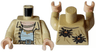 Torso Open Shirt with 4 Buttons, Dark Tan Belt, Spiders on Back Pattern / Tan Arms / Light Nougat Hands