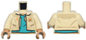 Torso Jacket Open, Pockets, Orange Buttons and Badge over Dark Turquoise Shirt, Medium Nougat Neck Pattern / Tan Arms / Medium Nougat Hands