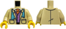 Torso Suit Jacket Open with Pockets, Medium Azure Scarf, Medium Lavender Vest, White Shirt, Orange Belt and Tie with Polka Dots Pattern / Tan Arms / Yellow Hands